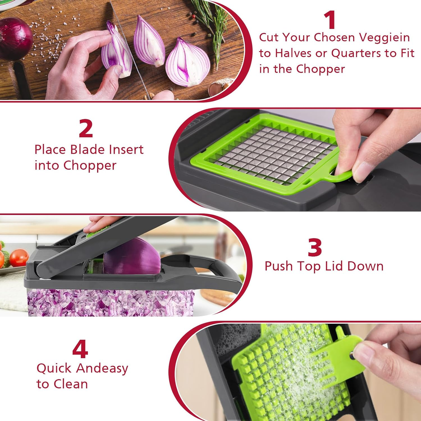 Multifunctional Vegetable Chopper, Onion Food Chopper, Kitchen Slicer Dicer for Salad Potato