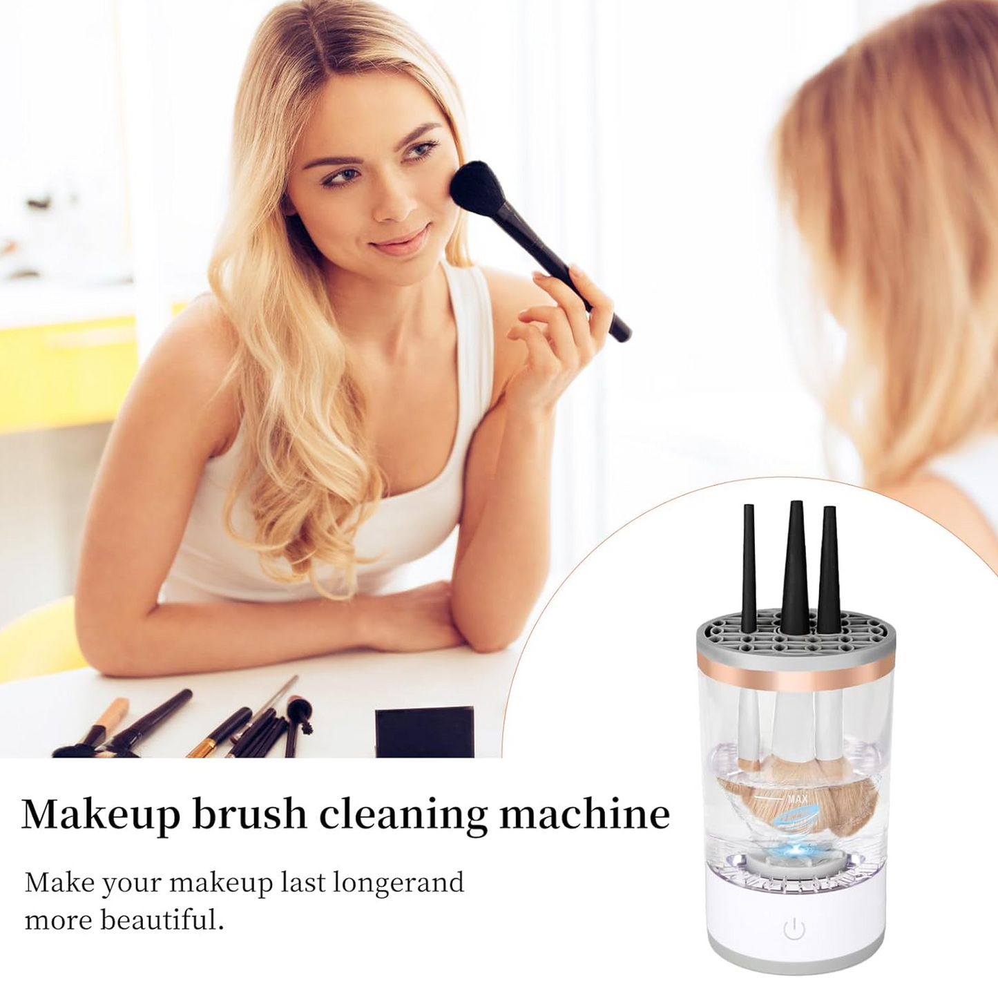 Electric Makeup Brush Cleaner Machine Cleaning Easy and Convenient Fits All Size Makeup and Paint Brushes