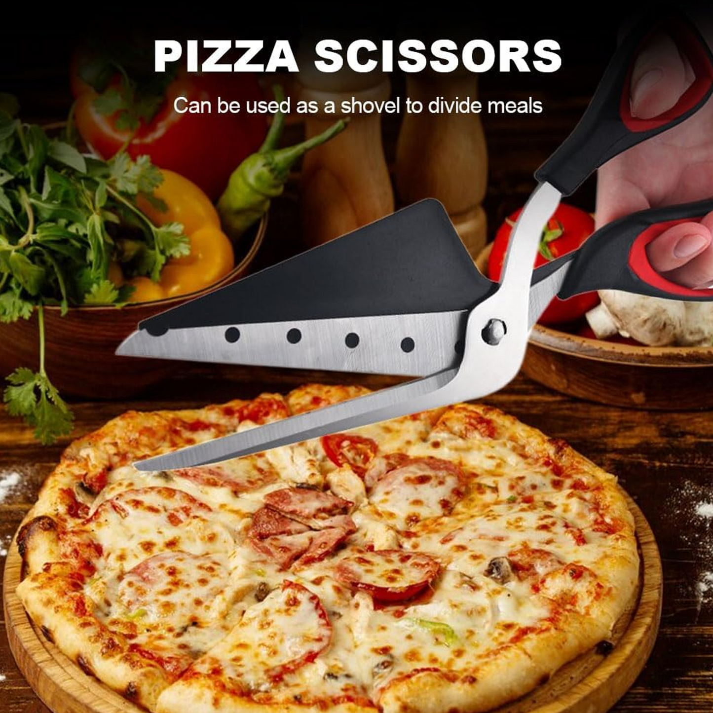 Pizza Scissors Pizza Cutter with Ultra Sharp Detachable Stainless Steel Blade and Ergonomic Soft Grip Scissor