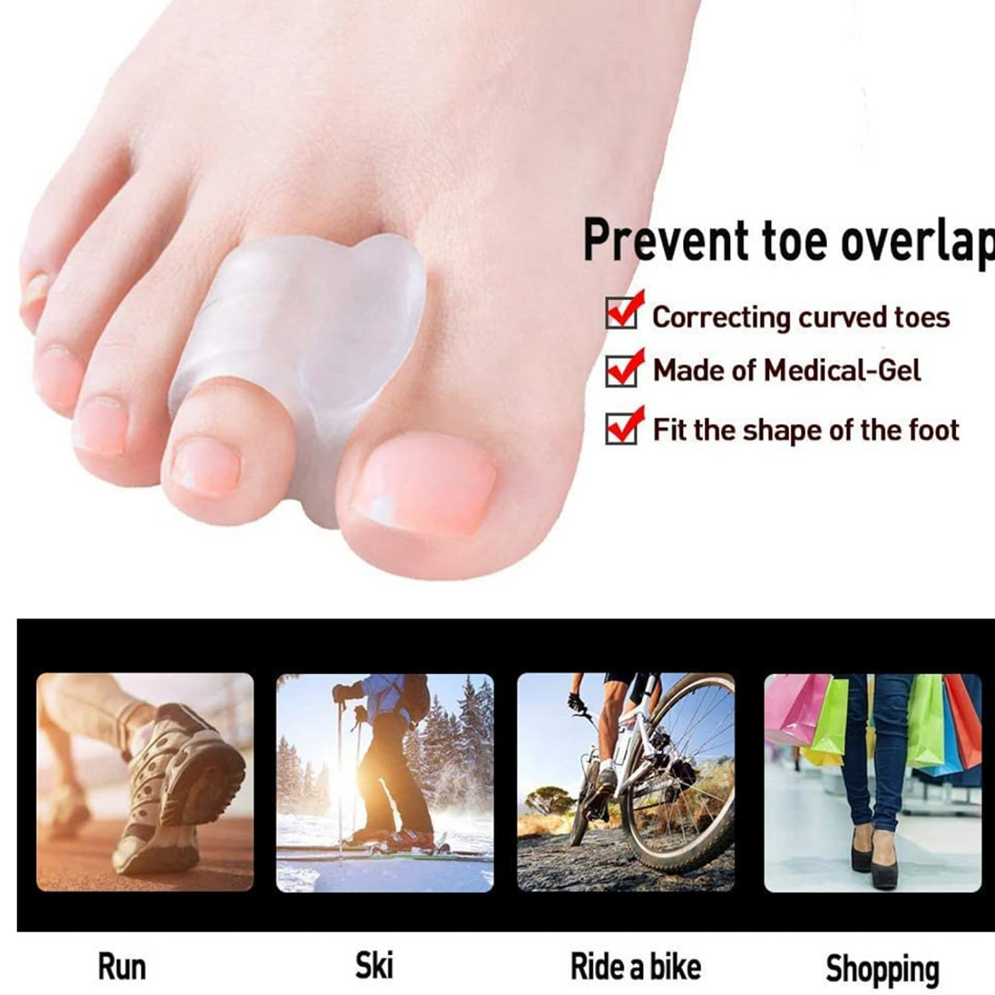 Toe Separators, Bunion Corrector for Curled and Overlapping Toes, Hammer Toe Corn and Blister