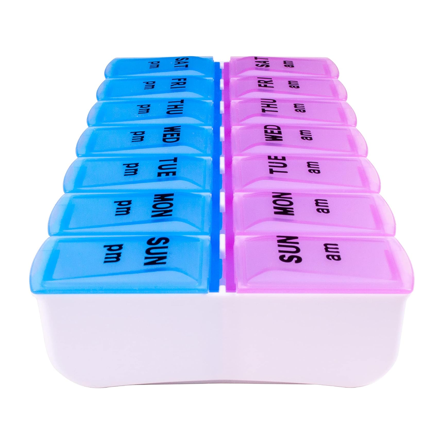 Portable Weekly Travel Pill Organizer Box Case 7 Day AM PM Pill Box for Vitamins Medicine Fish Oils Supplements