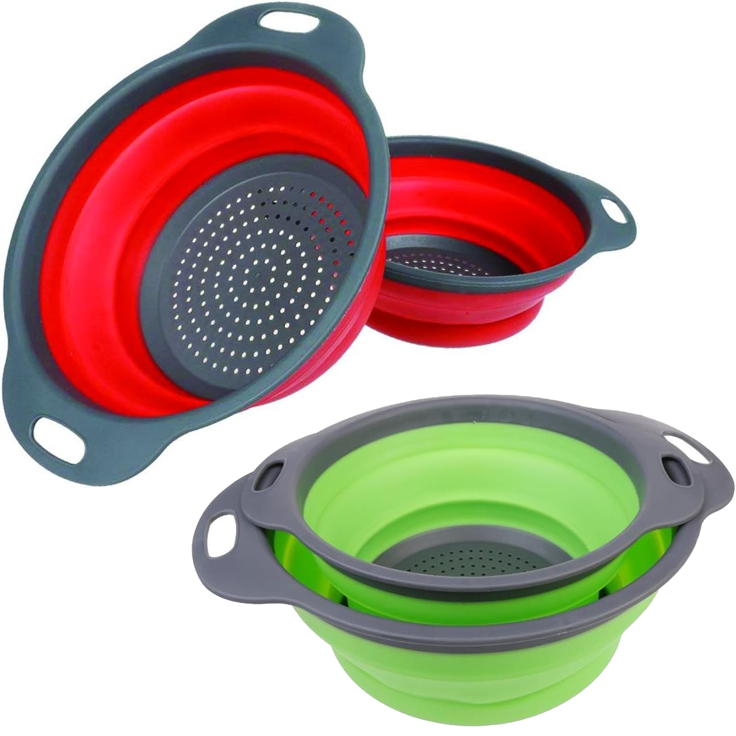 Round Collapsible Colanders Silicone Kitchen Strainer Set for Kitchen Home Draining Pasta and Fruits