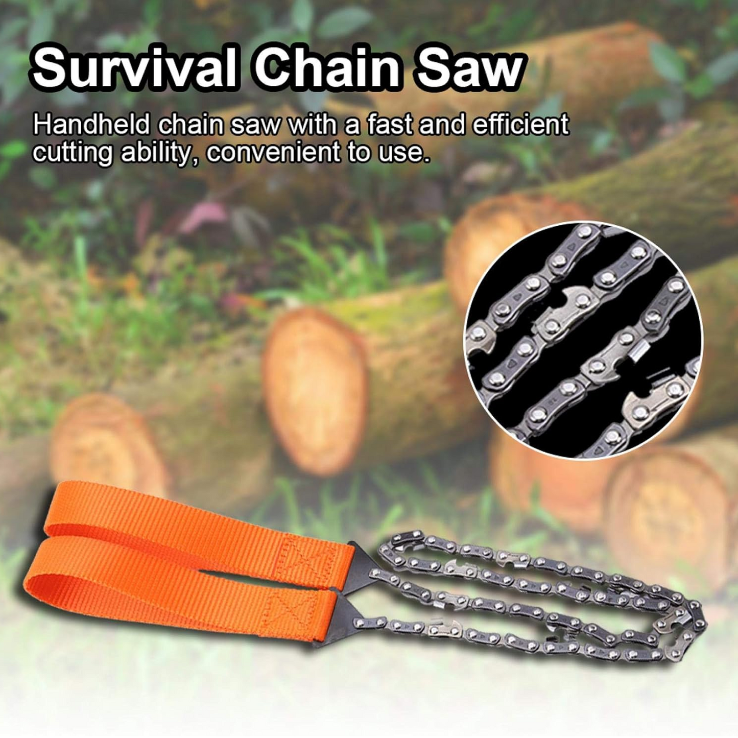 Pocket Chainsaw Folding Chain Hand Saw with Carry Pouch for Outdoor Survival Camping, Hiking