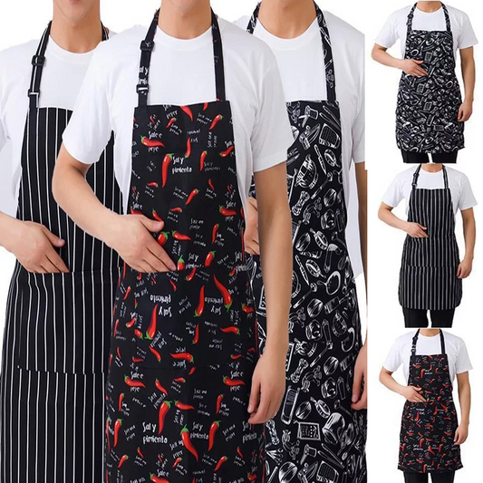 Adjustable Half-length Kitchen Apron Adult Striped Restaurant Hotel Chef Waiter Apron Picnic Cook Apron With 2 Pockets