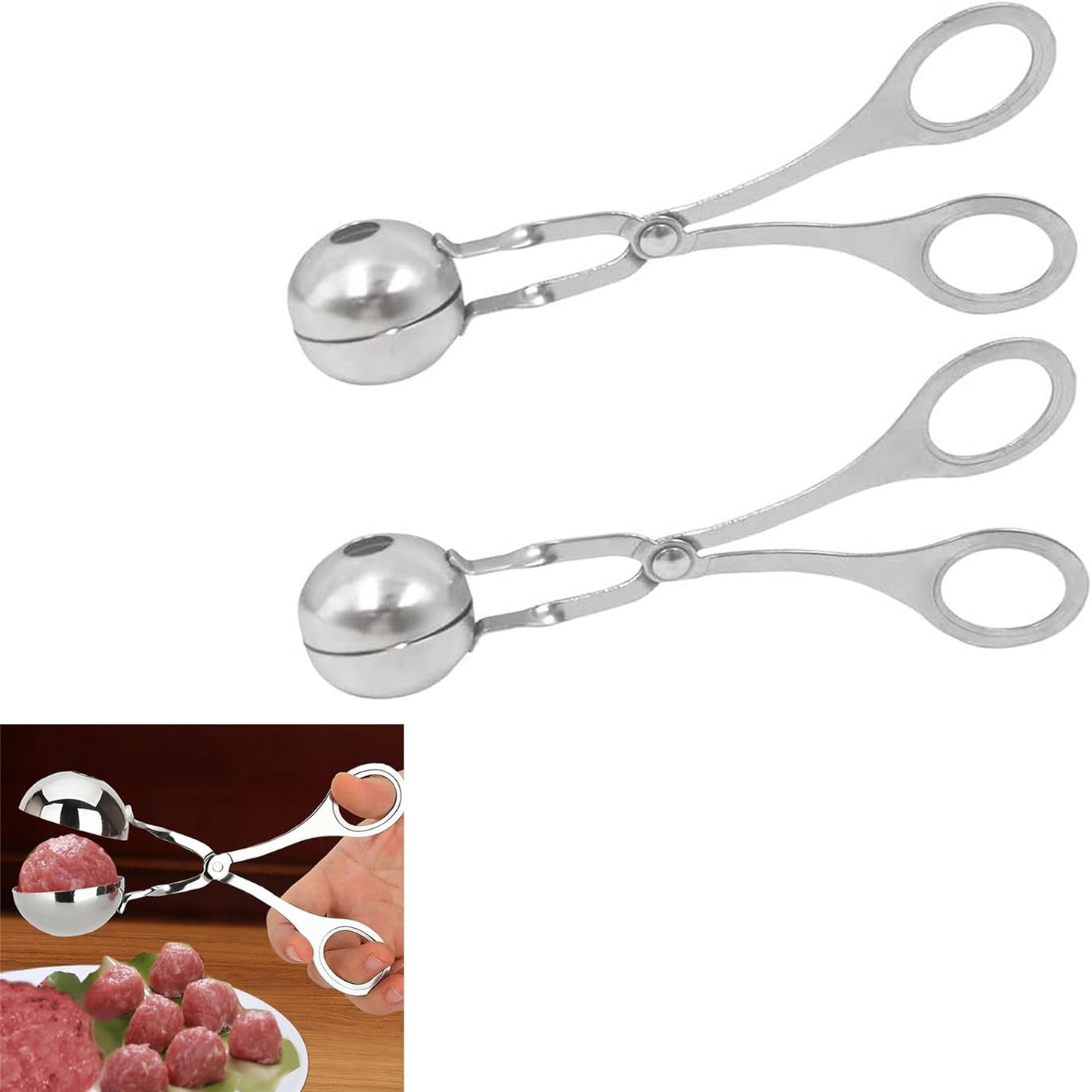 Stainless Steel Meat Ball Maker Cookie Dough Scoop for Kitchen, Fruits, Cake, Cookies, Ice Cream