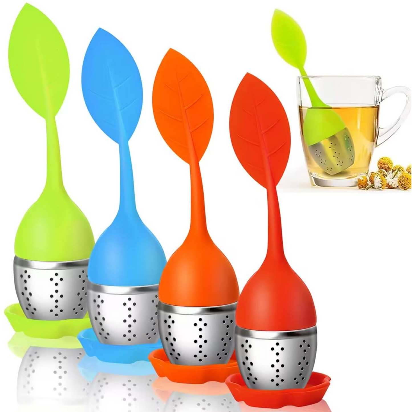 Silicone Tea Infusers Lid Tea Cup Stainless Steel Strainer for Leaf or Herbal Tea