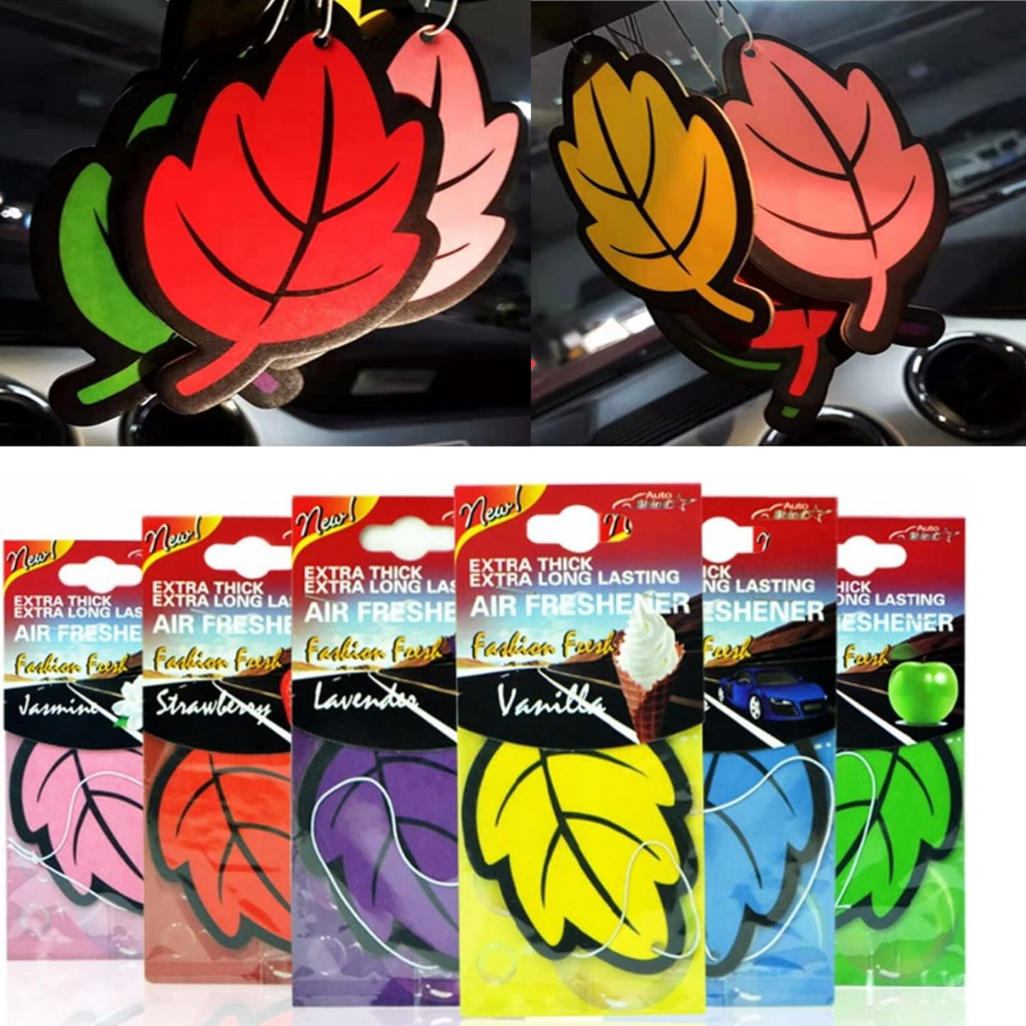 Car Air Freshener Scented Tea Paper Auto Hanging Vanilla Perfume Fragrance Leaf Shape Car Interior Accessories