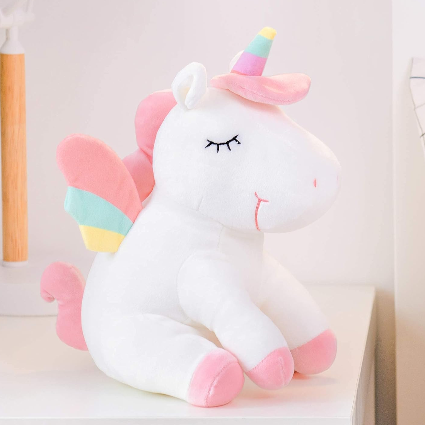 Unicorn Stuffed Animal Plush Toys Plushie Dolls with Rainbow Wings Gifts for Toddler Girls 25CM