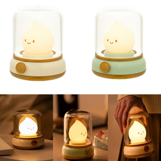 Cute Flameless Candle Light Retro Kerosene Lamp LED Rechargeable Night Light with Timer