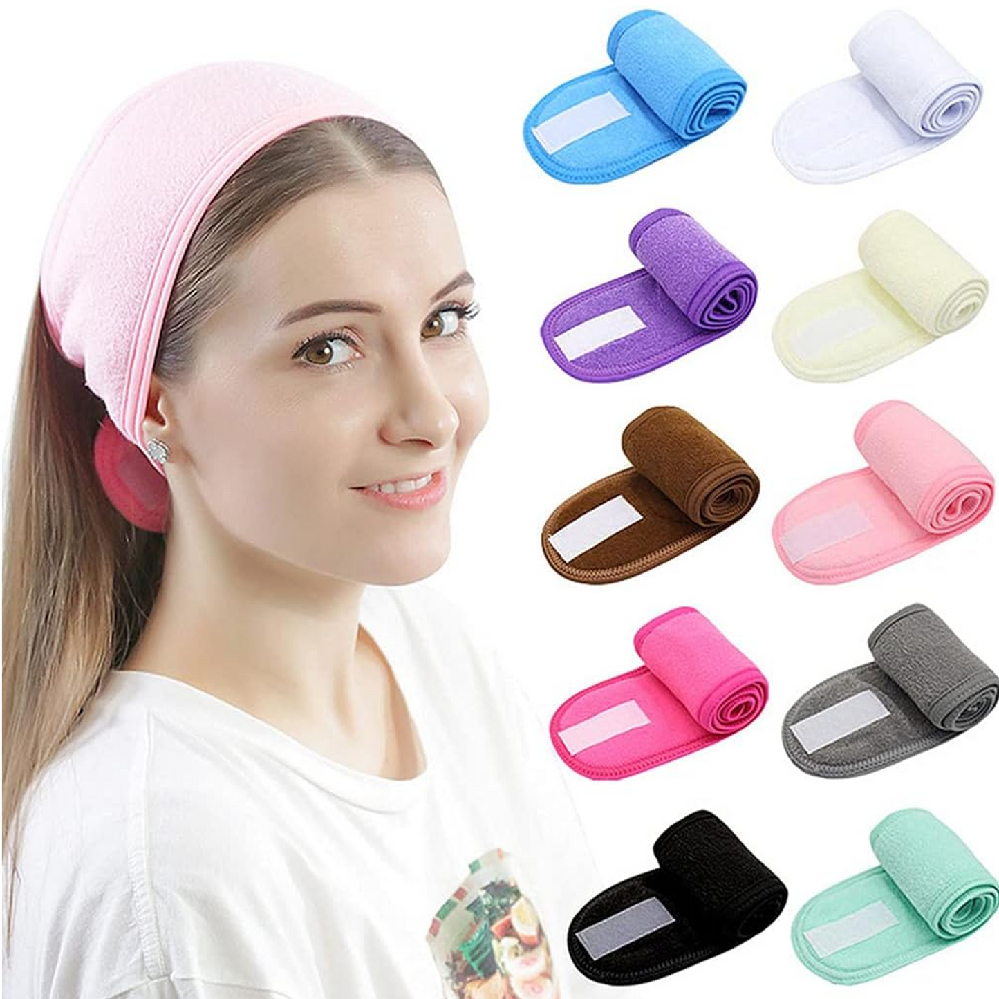 Spa Facial Headbands Face Wash Headband Terry Cloth Stretch Make Up for Face Washing, Shower, Yoga