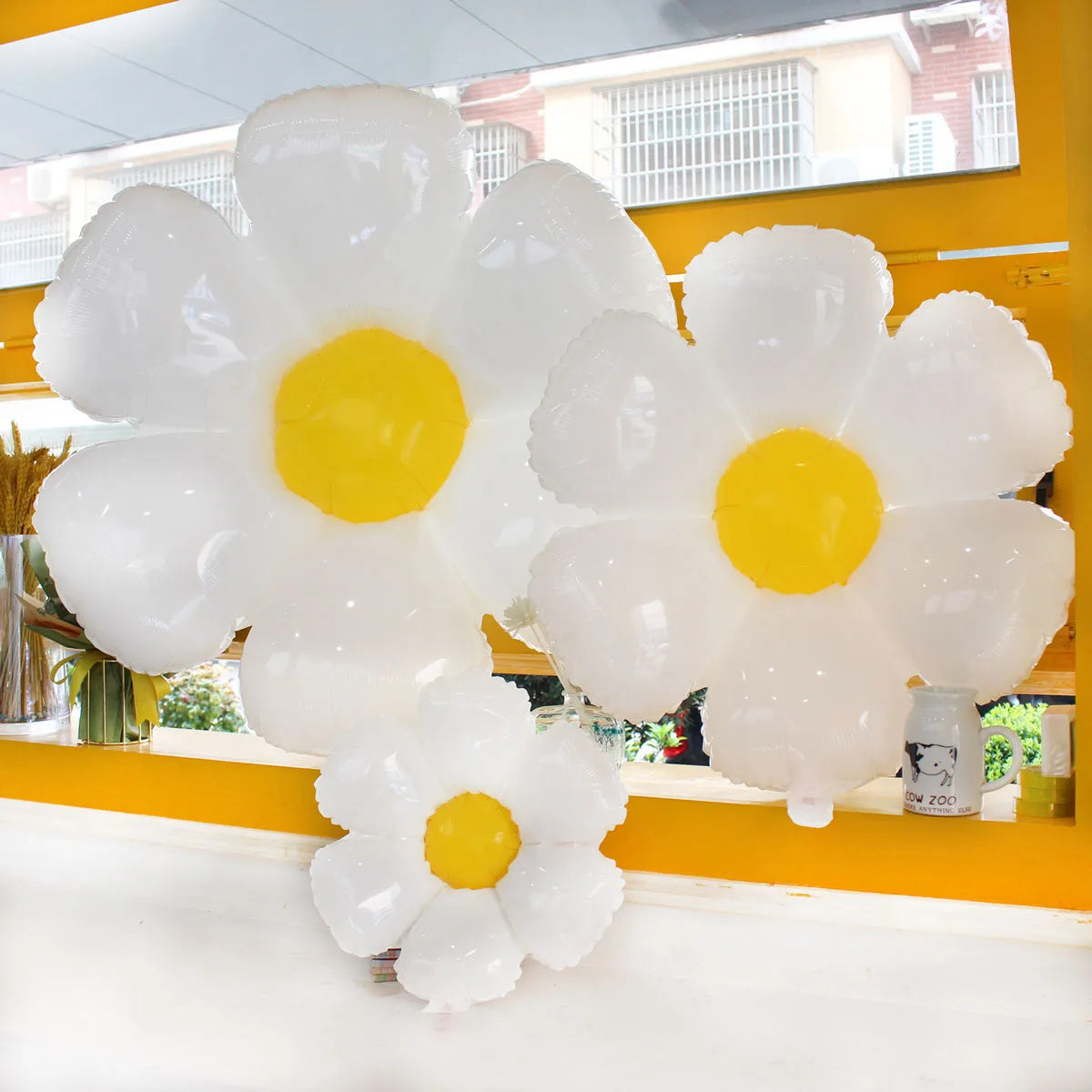 Daisy Flower Foil Balloons for One or Two Groovy Party Decorations Girls Daisy Themed Birthday