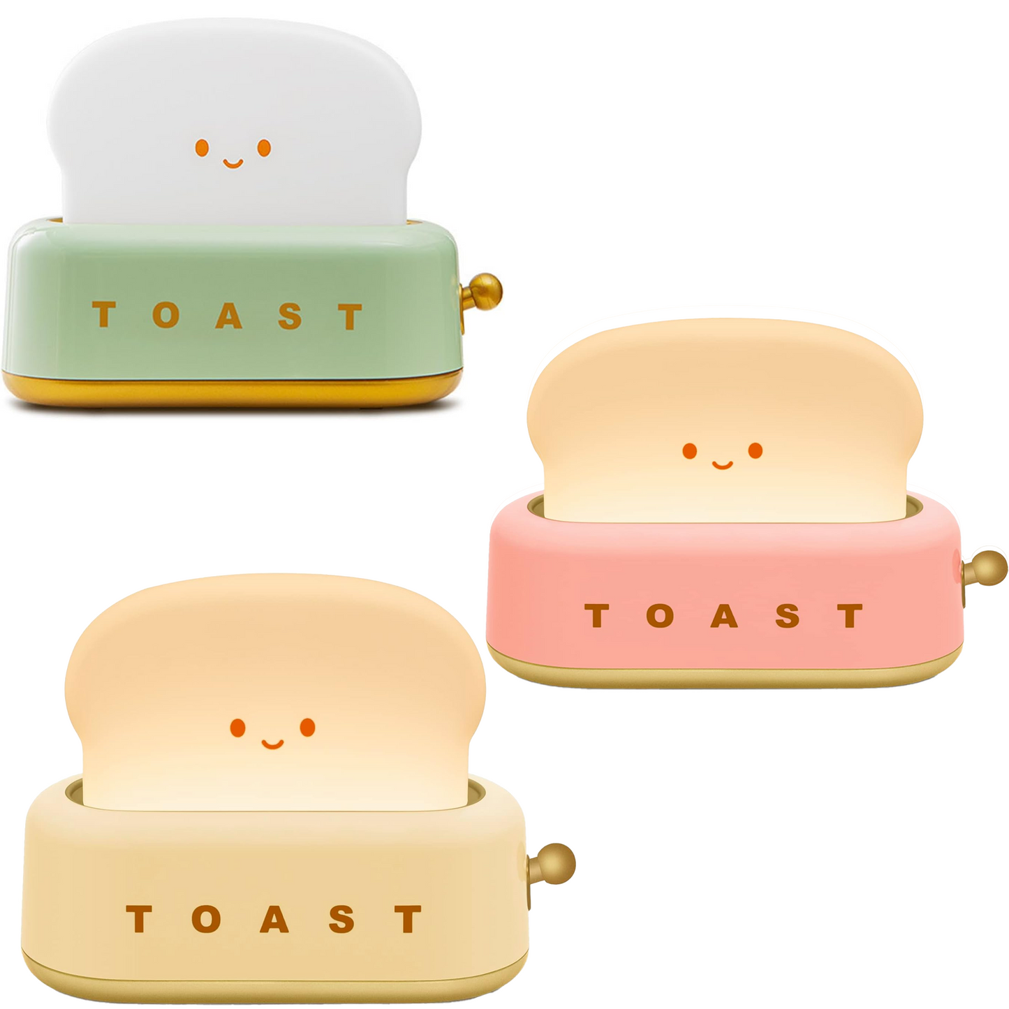 Cute Toast Lamp Night Light with Timer Rechargeable LED Nursery Dimmable Lamp for Kids Women