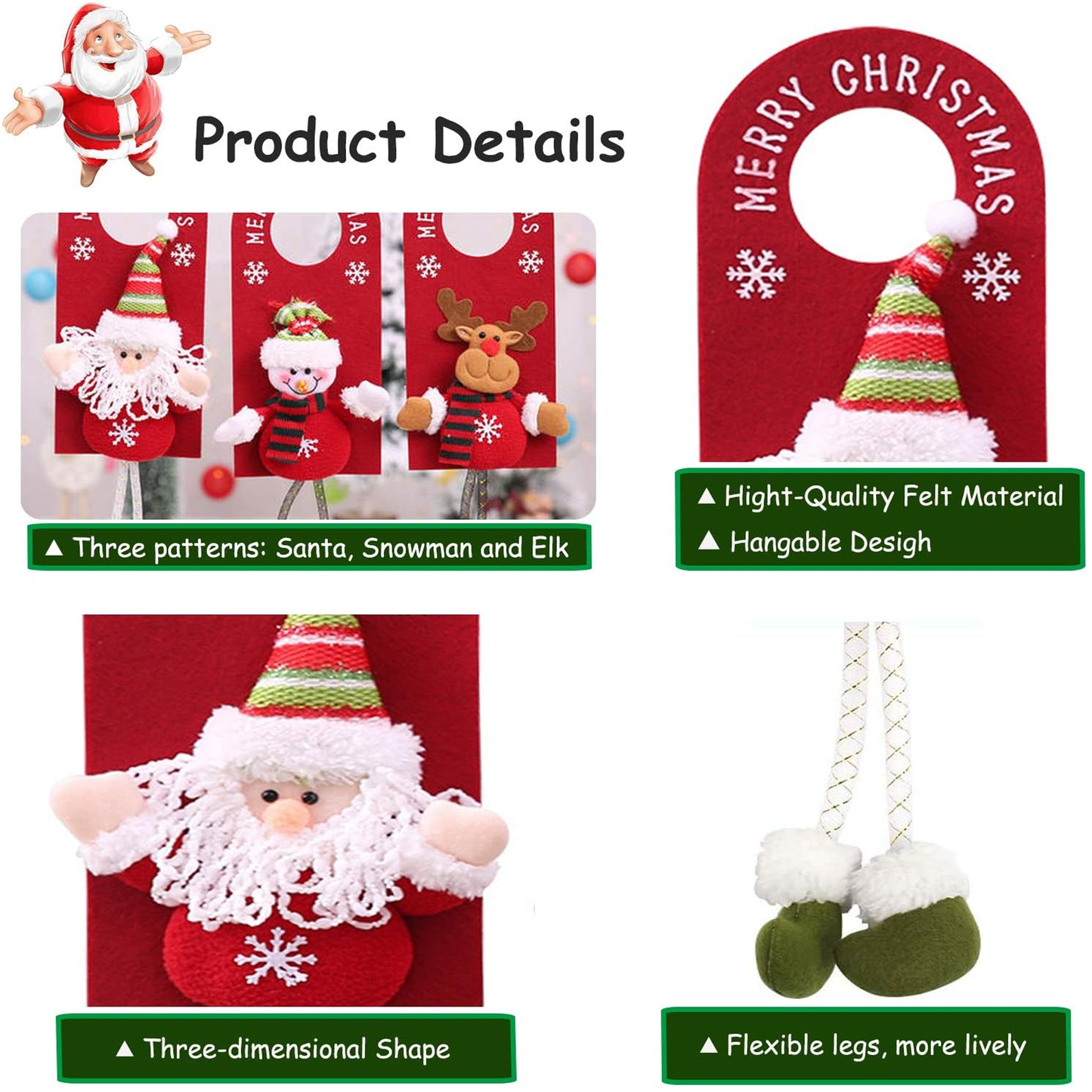 Christmas Door Hangers Santas Door Handles Hanging Ornaments for Home Hotel Kitchen Bedroom Door Hanger