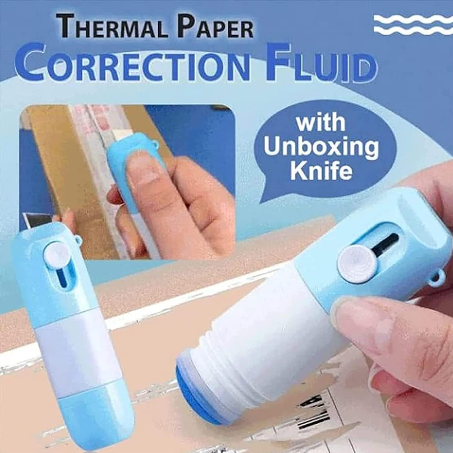 Thermal Paper Correction Fluid with Unboxing Knife Fluid for Personal and Office Privacy Protection