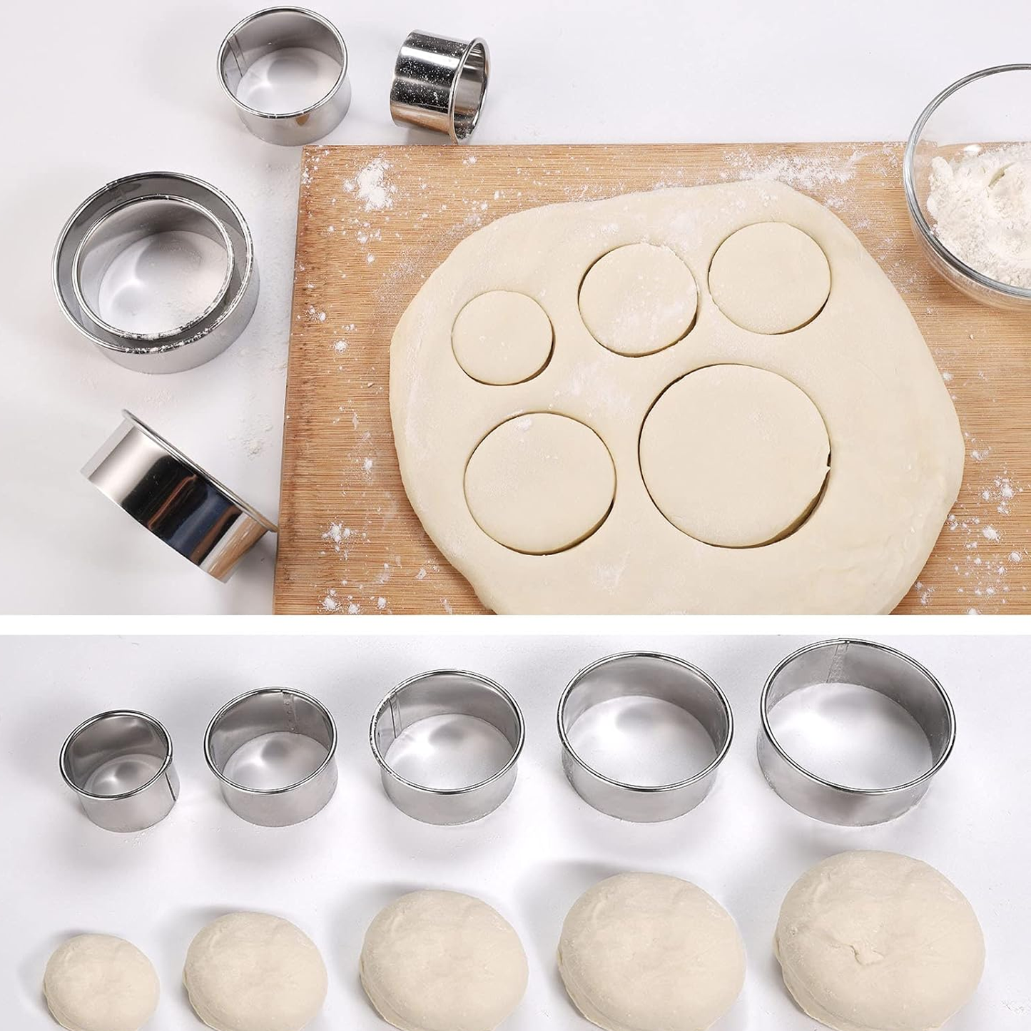 Stainless Steel Round Biscuit Cookie Cutters Set Donut Ring Pastry Molds for Baking Doughnuts