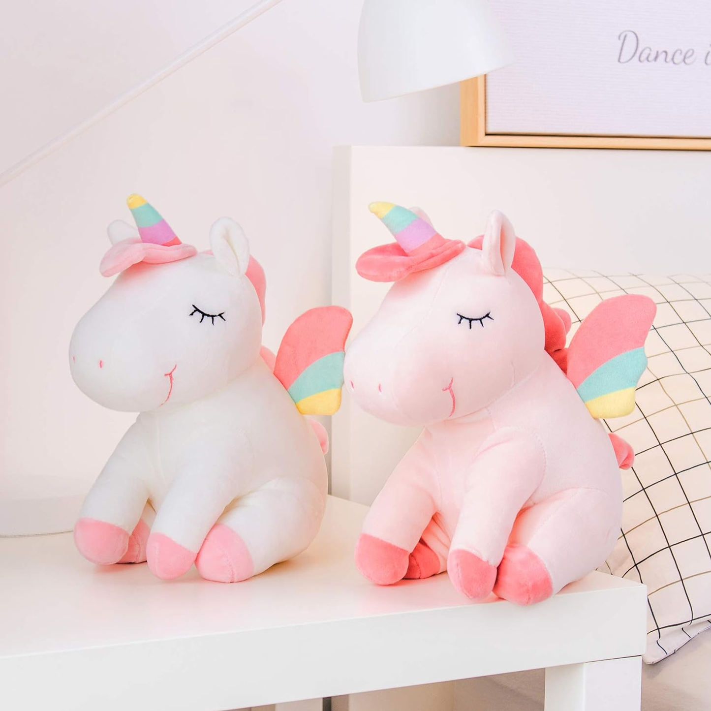 Unicorn Stuffed Animal Plush Toys Plushie Dolls with Rainbow Wings Gifts for Toddler Girls 25CM