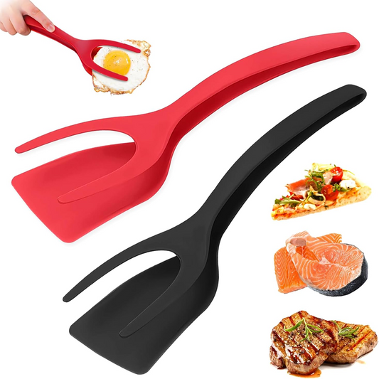 2 in 1 Spatula and Tongs Ultimate Egg Spatula Flipper for Kitchen use Eggflipper Toast Omelet Making Home Cooking Tool