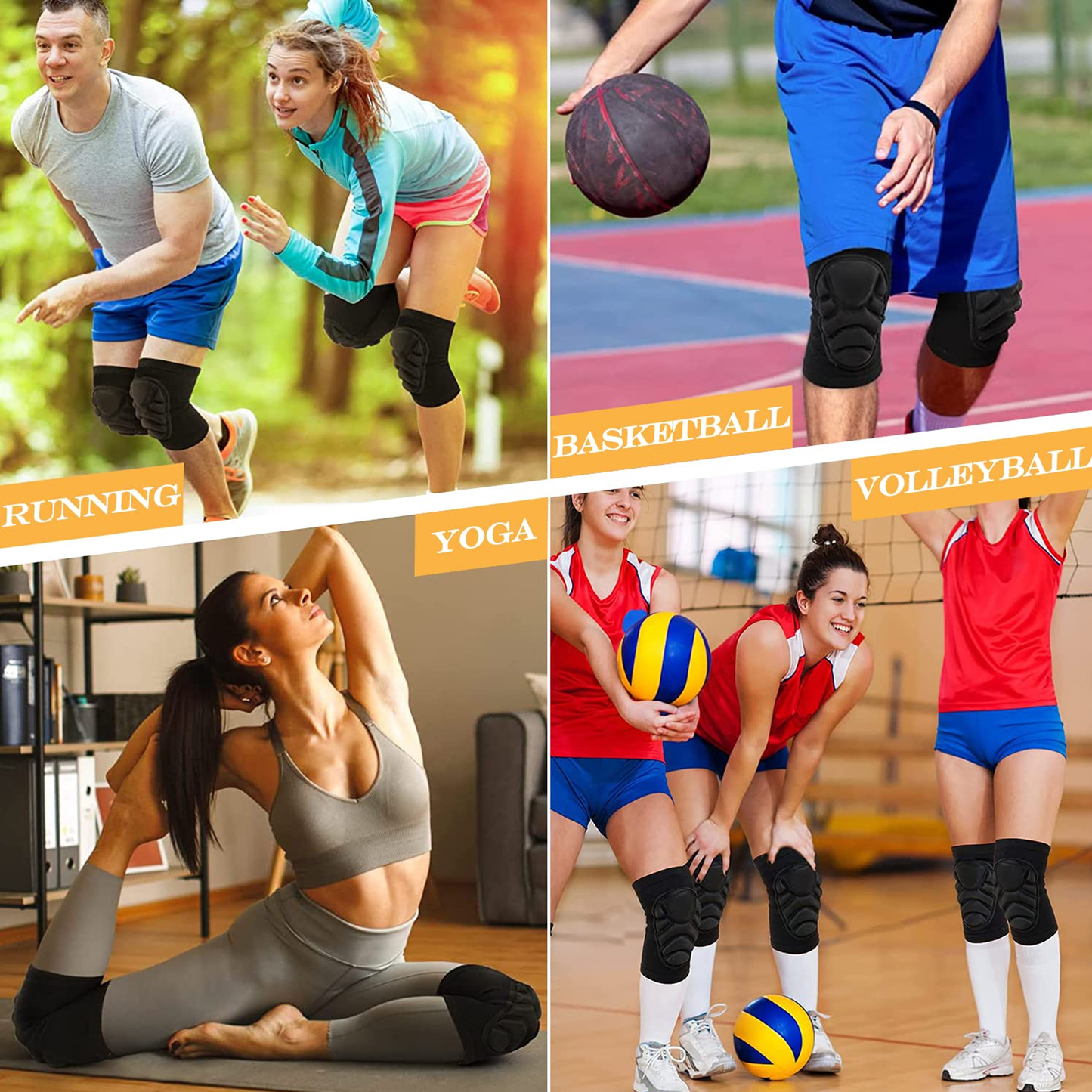 Knee Pads Thick Sponge Volleyball Knee Pads for Football Basketball, Running Dance