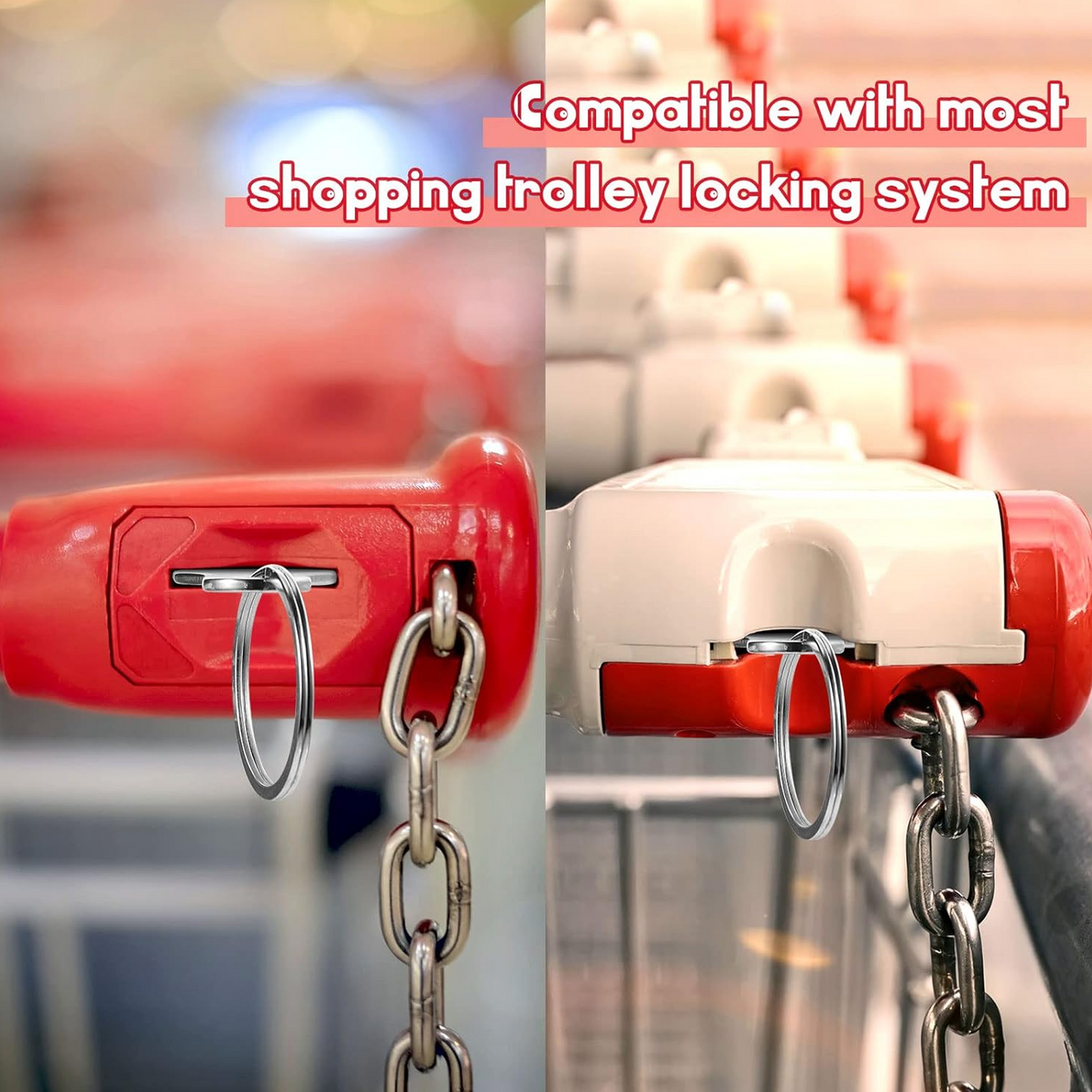 Shopping Trolley Tokens Key Rings Keyrings Decorations for Men Women Shopping Cart Grocery Shopping Trolleys