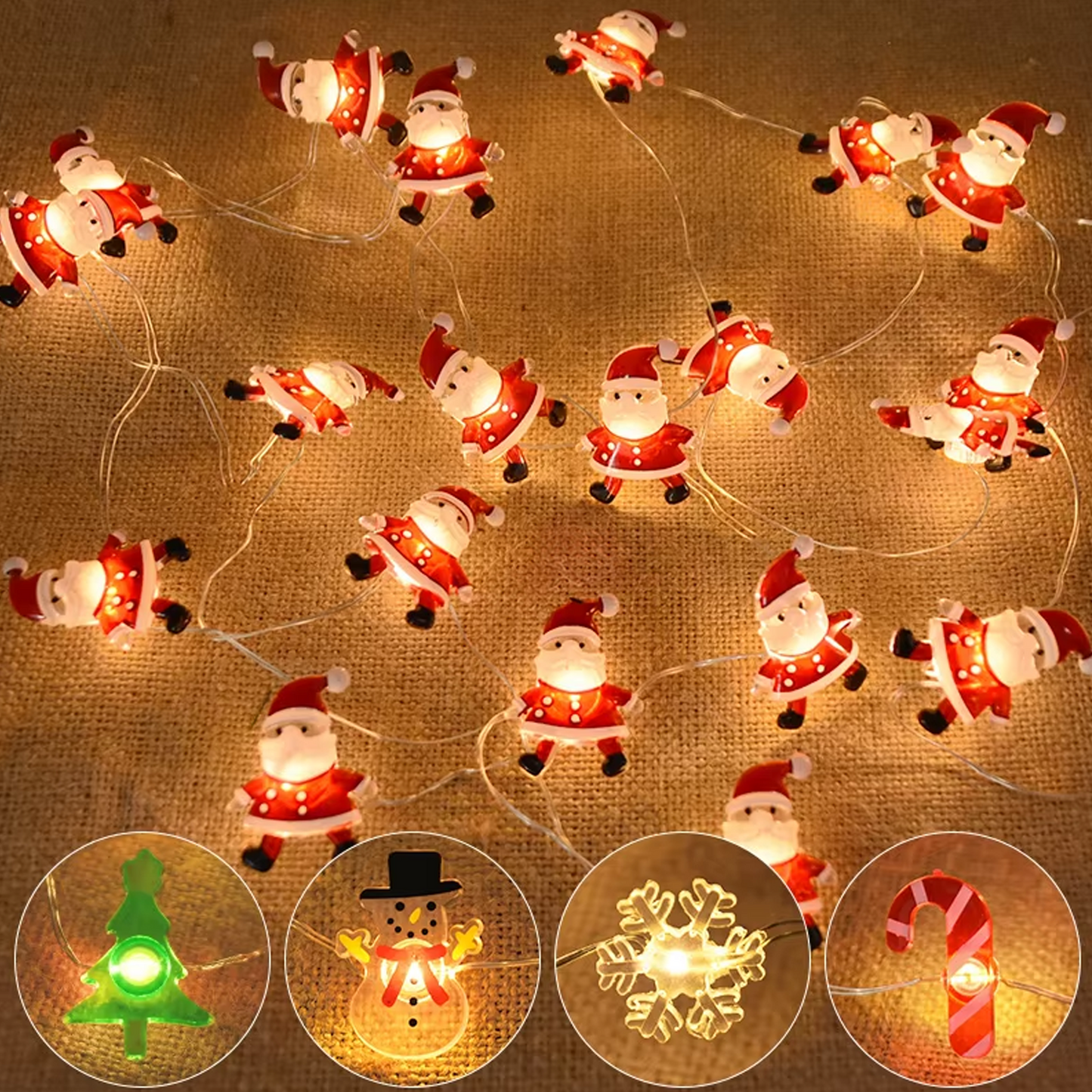 Christmas LED String Light String Lights Santa Claus Snow Decorations Battery Operated for