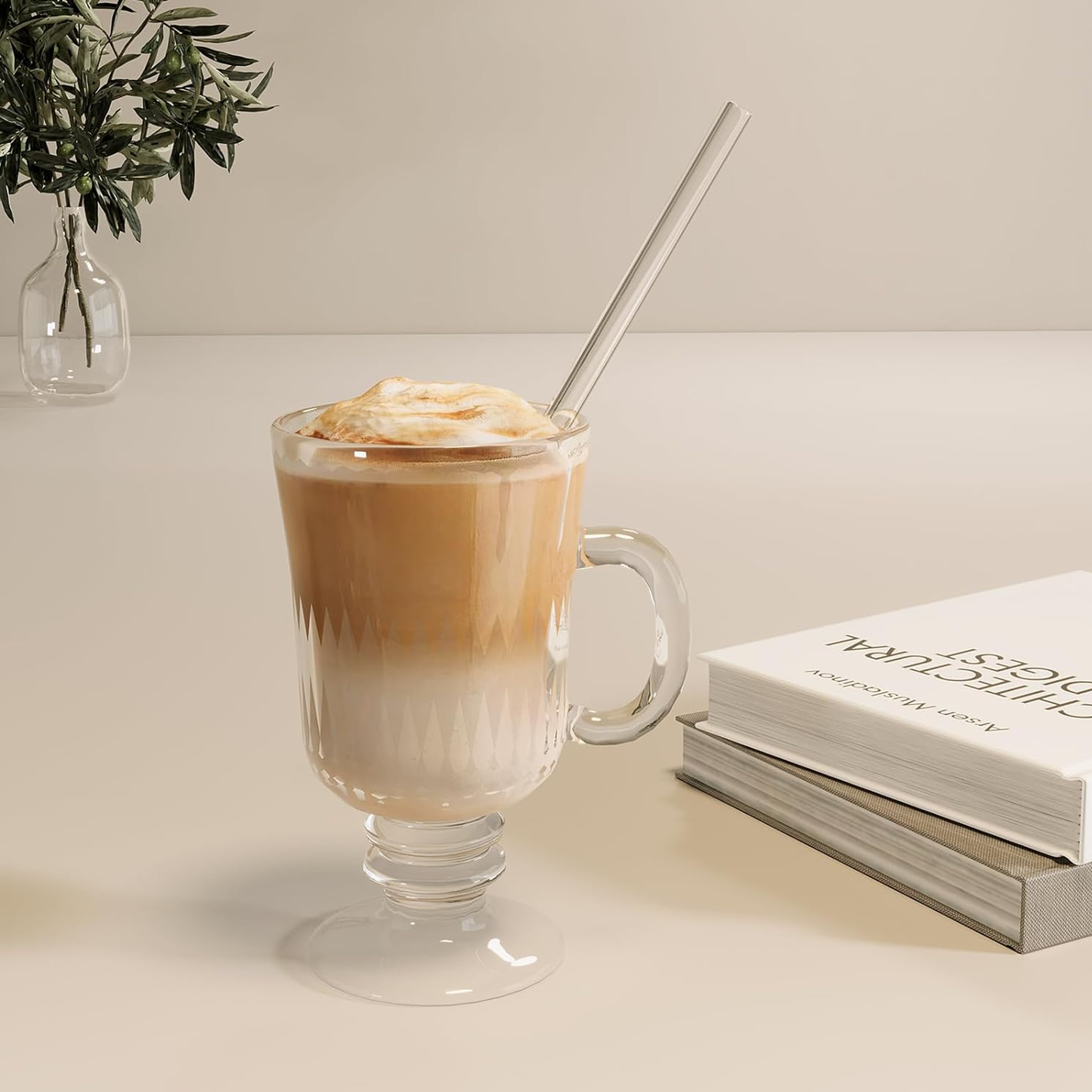 Reusable Drinking Straws Straight and Bent Glass Straw With Cleaning Brush for Coffee Tea Juice Milkshake