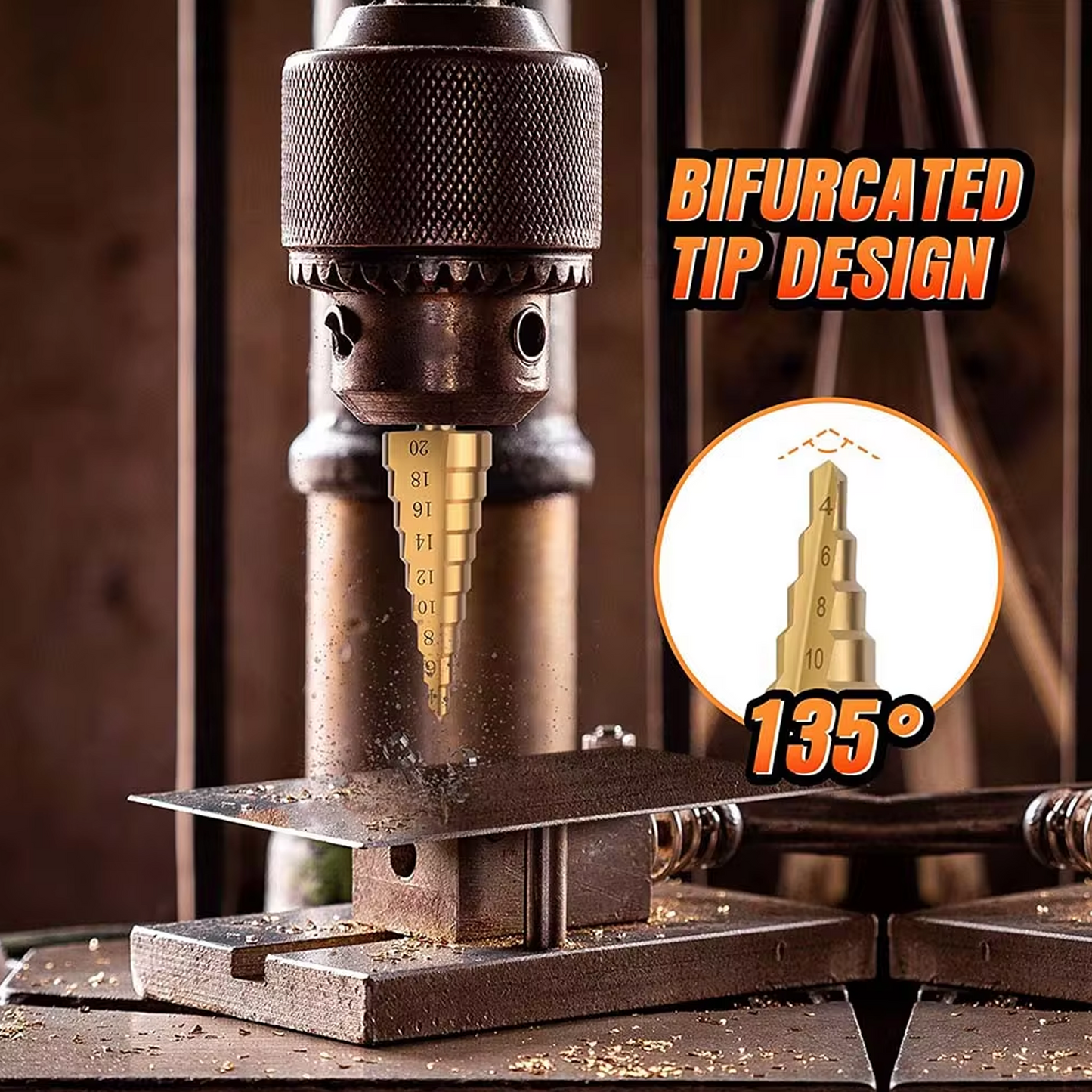 Hex Shank HSS Spiral Step Drill Bit Set Titanium Coated Cone Hole Cutter for Drilling Plate Aluminum Metal Wood Hole