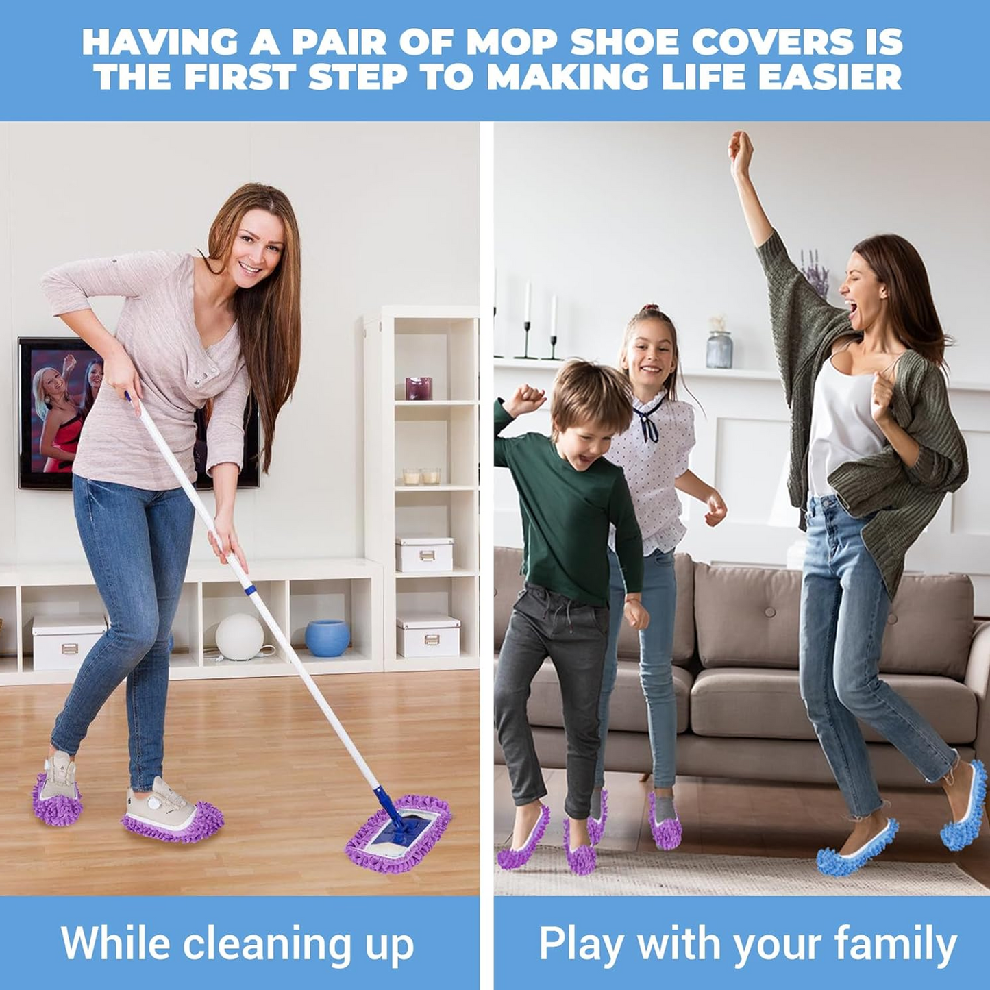 Duster Mop Slippers Cover Chenille Fibre Washable Dust Mop Slippers Floor Shoes for Bathroom, Kitchen