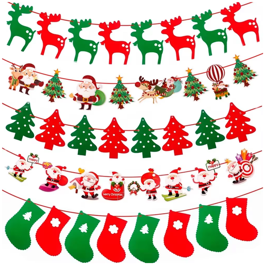 Christmas Felt Banner Party Banner Winter Hanging Banner for Home Mantel Door Wall Decor