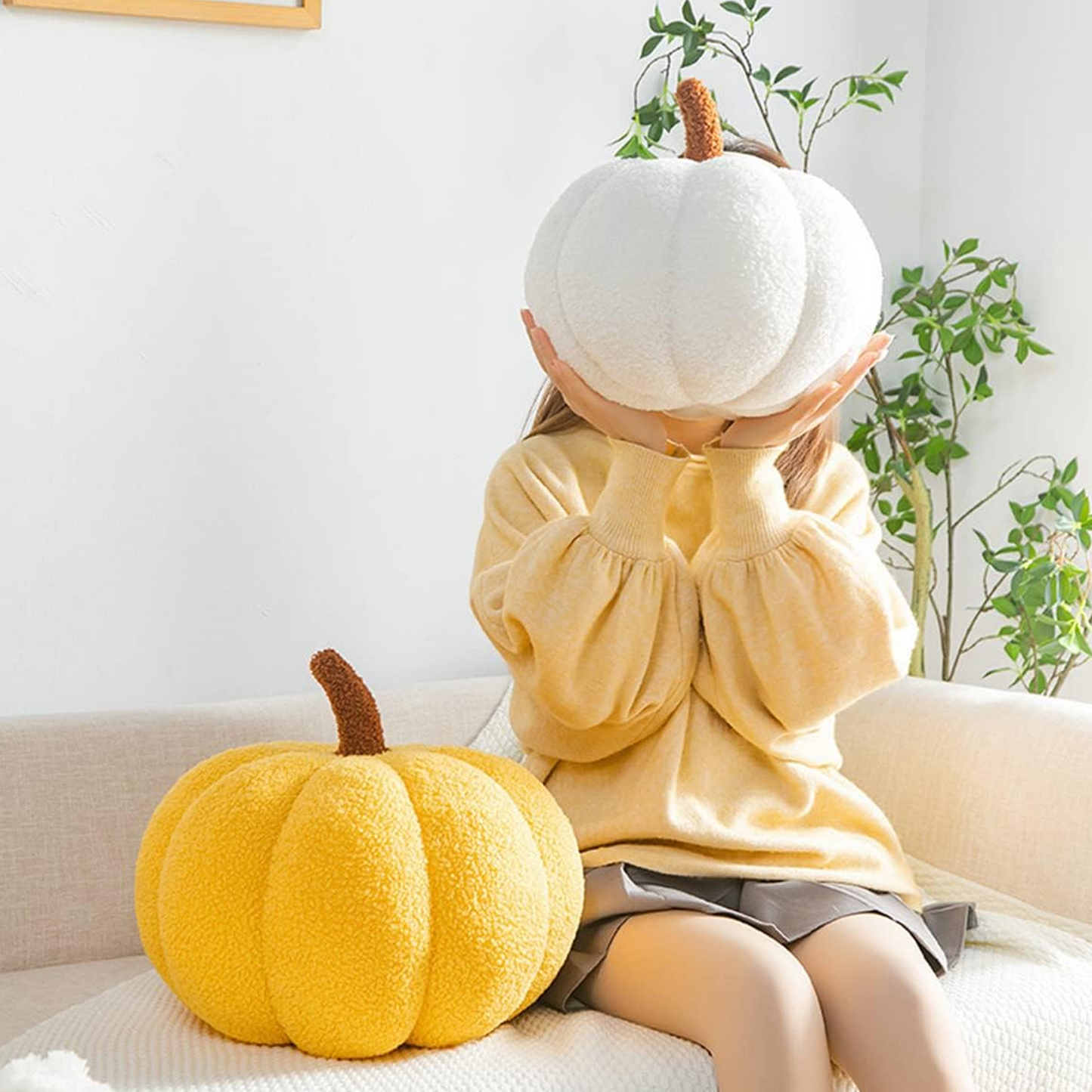 Halloween Plush Pumpkin Shaped Pillow for Cozy Fall Vibes and Season Celebrations