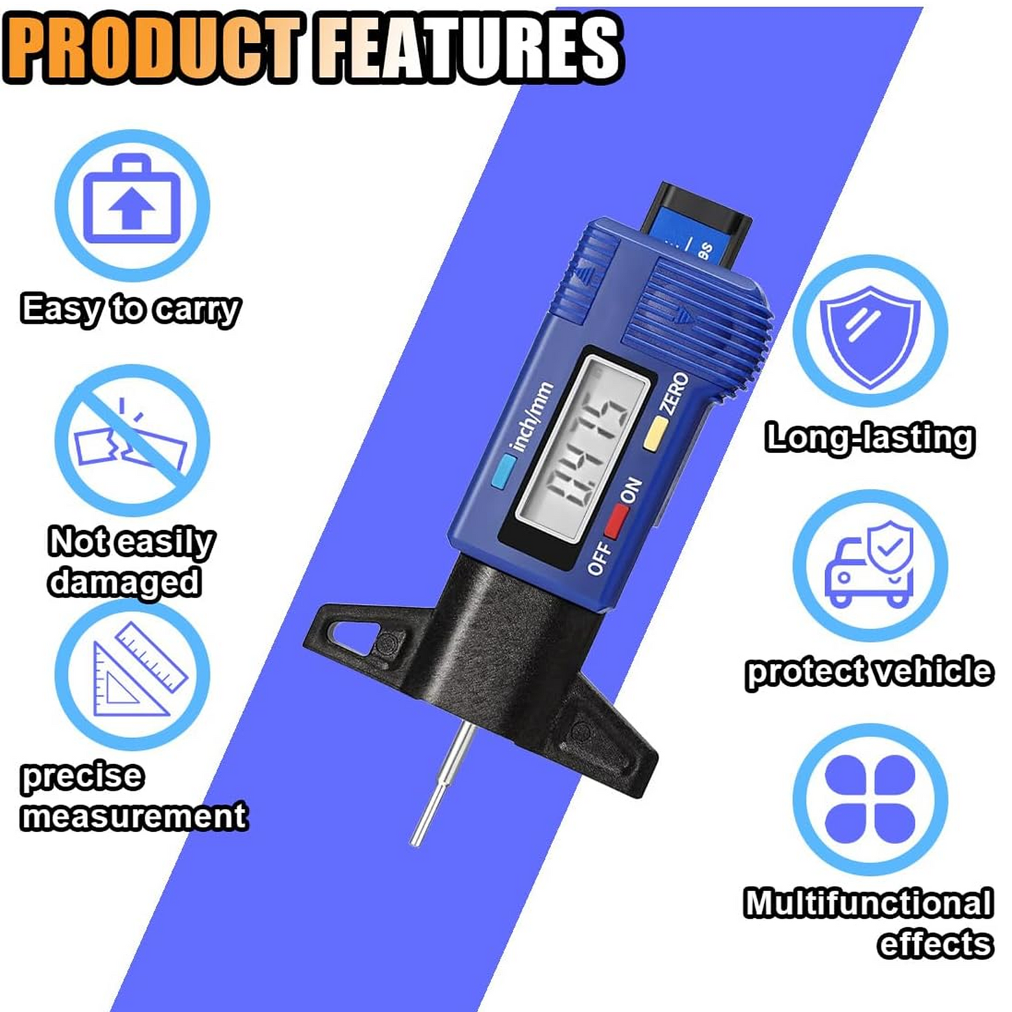 Digital Tire Tread Depth Gauge Tread Checker Tire Tester for Cars Trucks Vans SUV