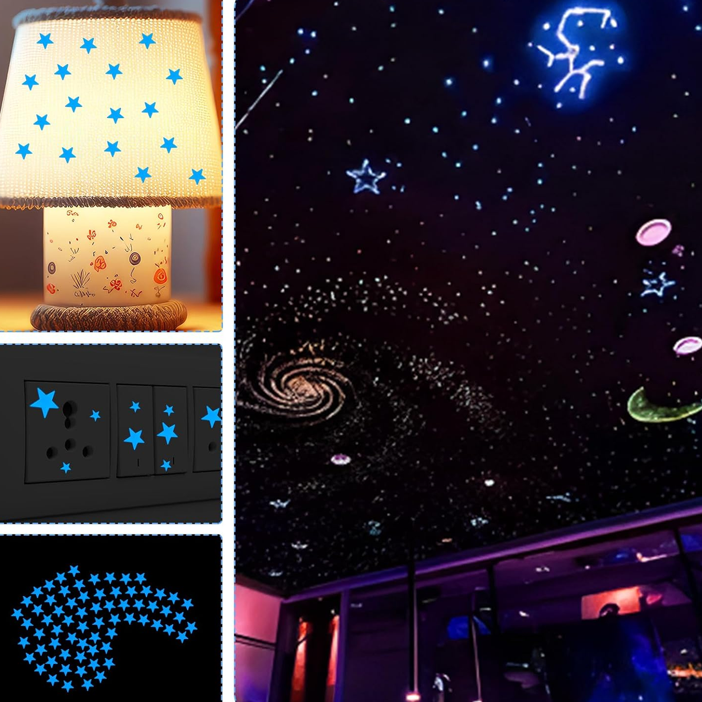 3D Luminous Glow in The Dark Stars Fluorescent Stickers for Kids Bedroom, Room Decor