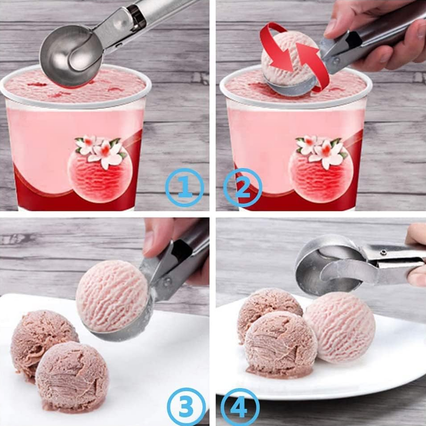 Ice Cream Scoop with Trigger Cookie Scoop, Premium Stainless Steel for Ice Cream, Cookie