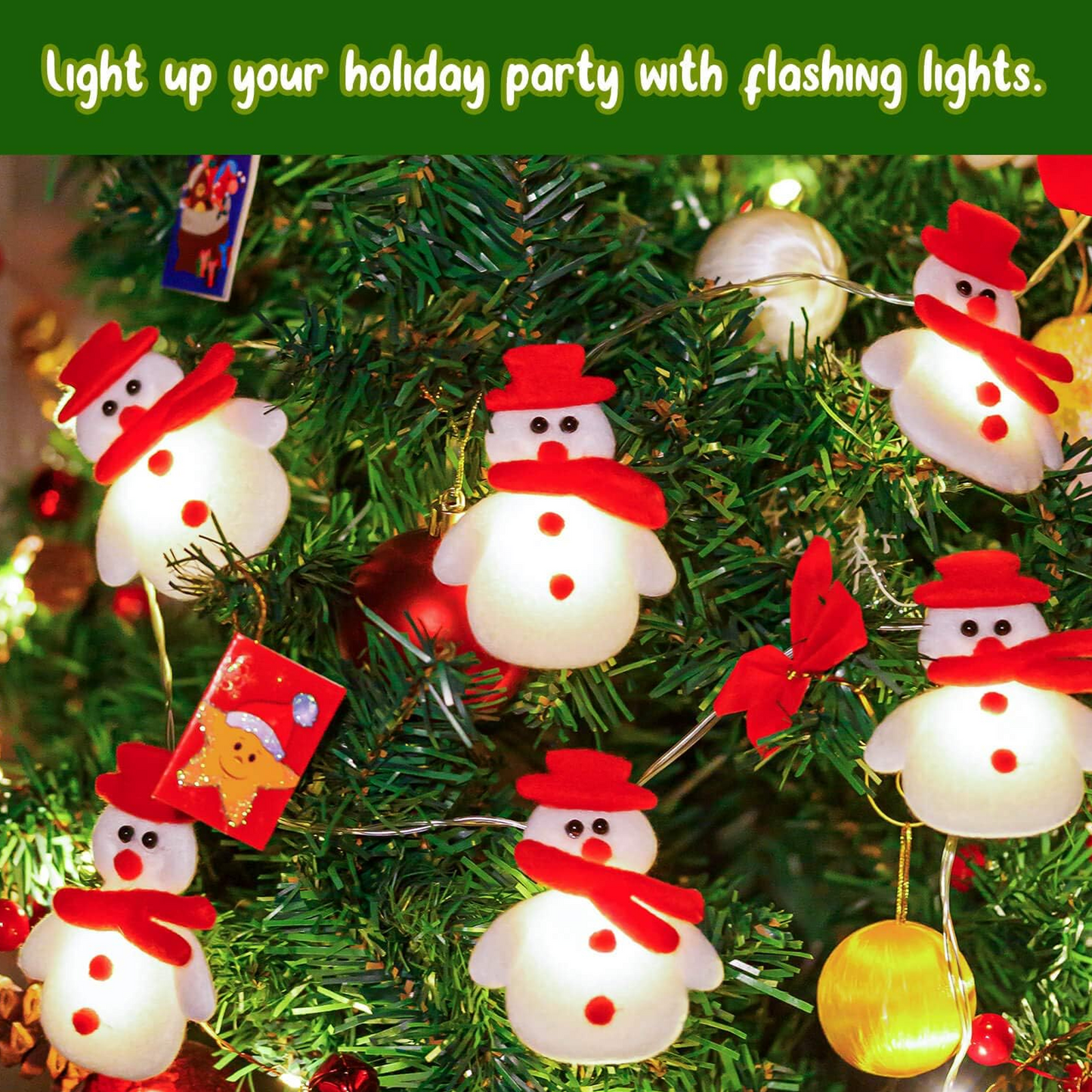 Christmas Snowman String Lights Waterproof Light Up for Xmas Indoor Outdoor Decorations