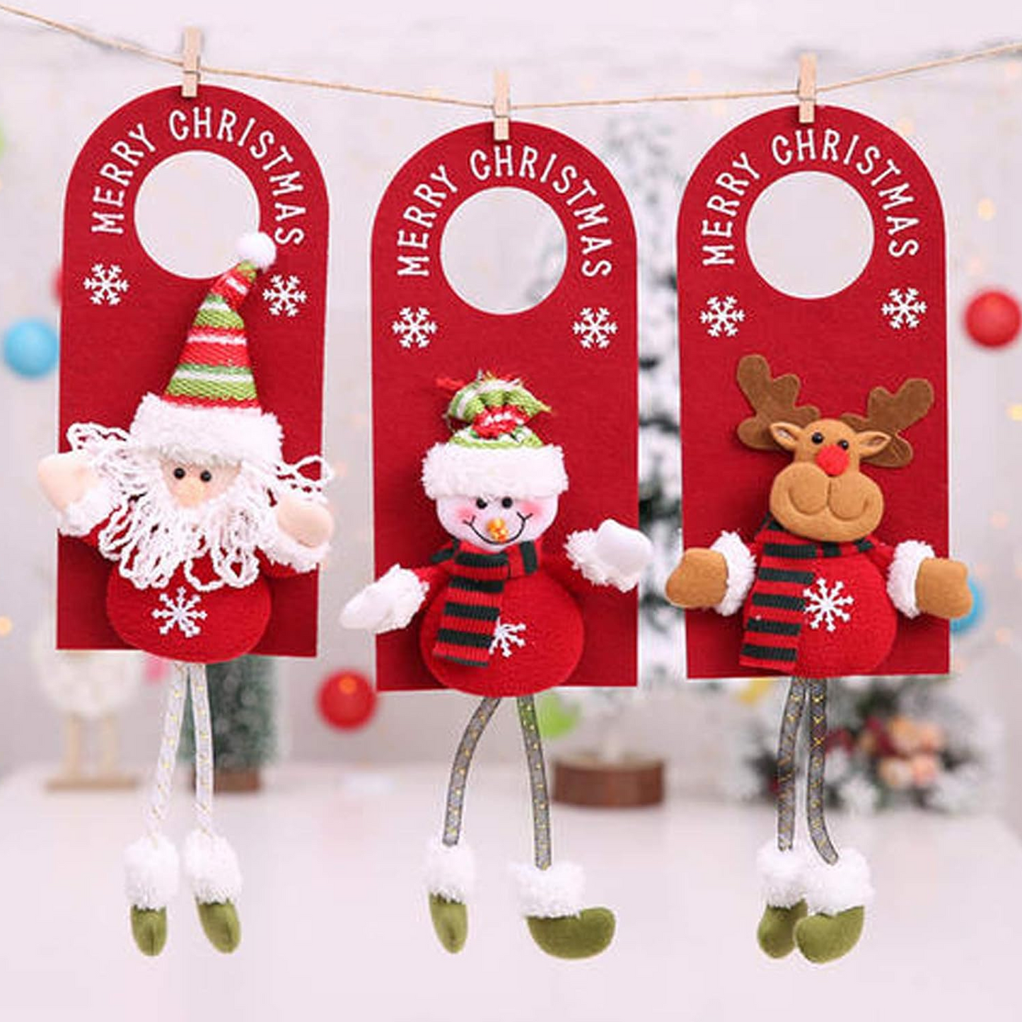 Christmas Door Hangers Santas Door Handles Hanging Ornaments for Home Hotel Kitchen Bedroom Door Hanger