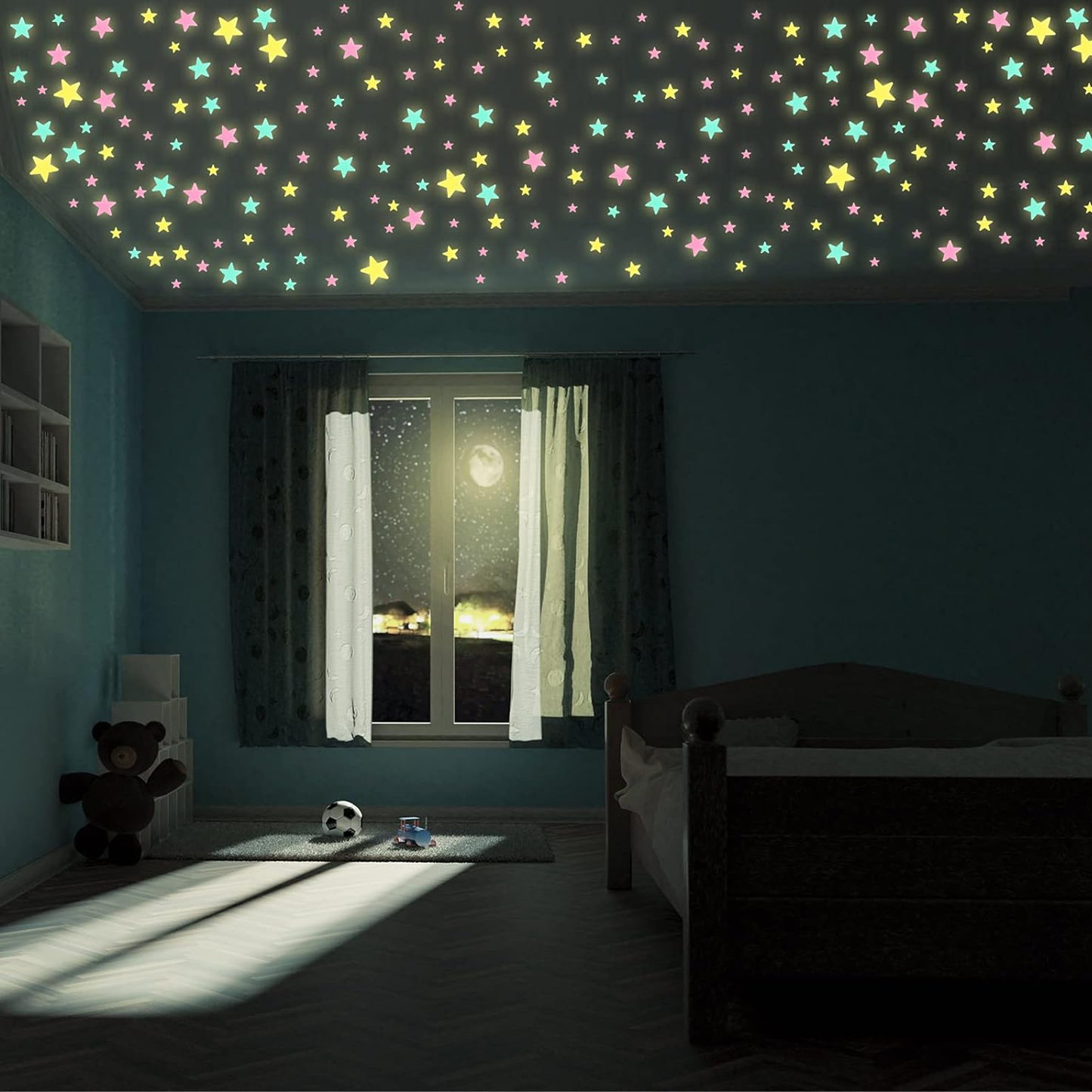 3D Luminous Glow in The Dark Stars Fluorescent Stickers for Kids Bedroom, Room Decor