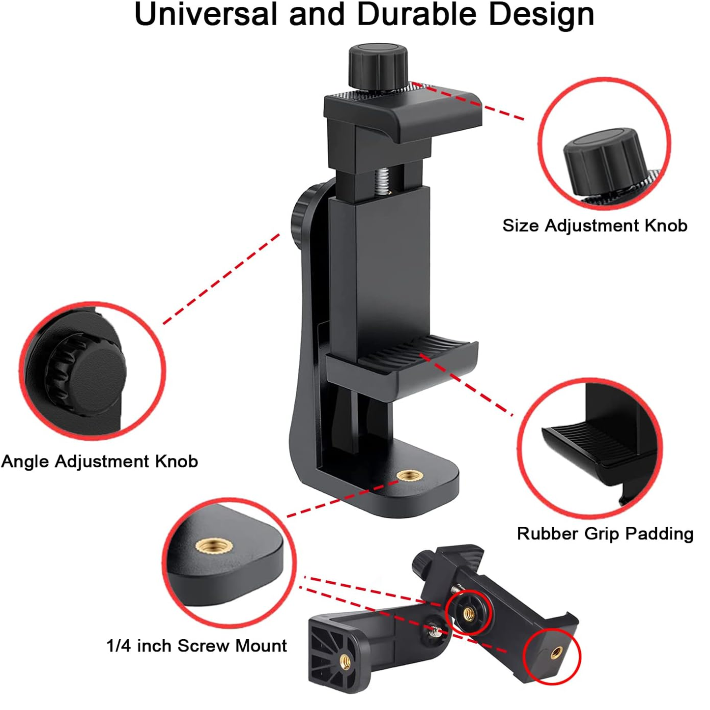 Universal Smartphone Tripod Cell Phone Mount Adapter Adjustable Clamp 360 Rotatable Bracket for lphone Samsung